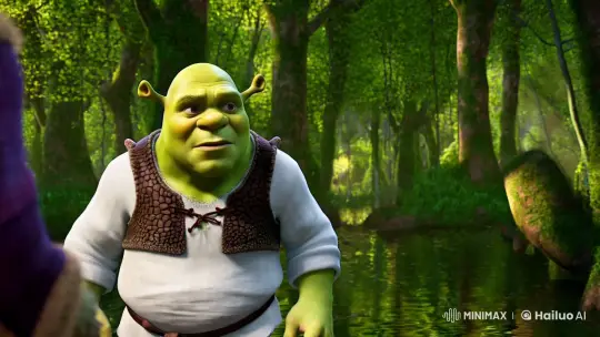 Shrek and Blue Grinch's Whimsical Encounter in Vibrant Forest – AI Generated Video | Hailuo AI