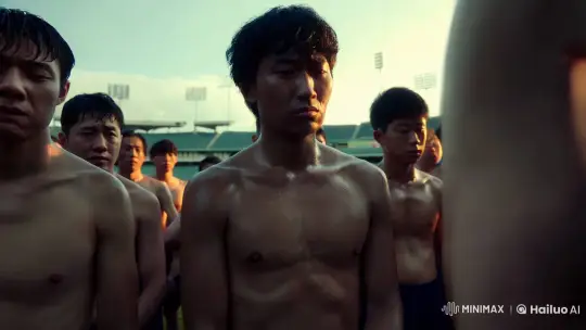 Defeated Athletes Reflect in Dramatic Stadium Light – AI Generated Video | Hailuo AI