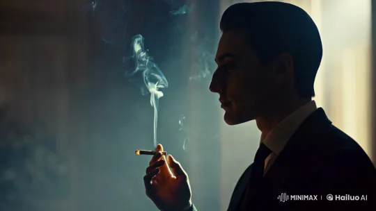 Mysterious Figure in a Dimly Lit, Smoky Room – AI Generated Video | Hailuo AI