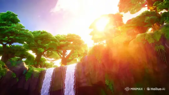 Stunning Anime Waterfall in Lush Jungle Setting – AI Generated Video | Hailuo AI
