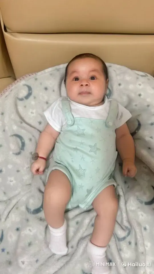 Baby on Star-Printed Blanket: Serene Animation – AI Generated Video | Hailuo AI
