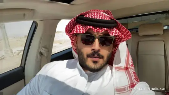 Man Smokes in Car Amidst Desert Landscape – AI Generated Video | Hailuo AI
