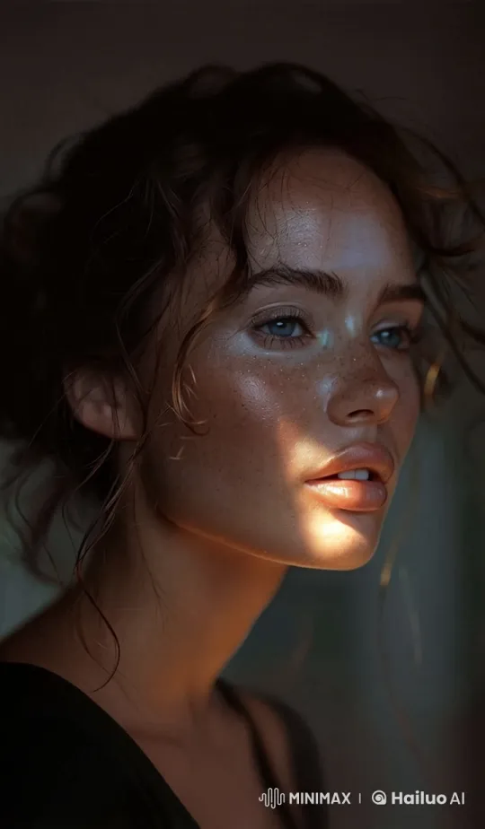 Captivating Portrait: Light, Shadow, and Natural Motion – AI Generated Video | Hailuo AI