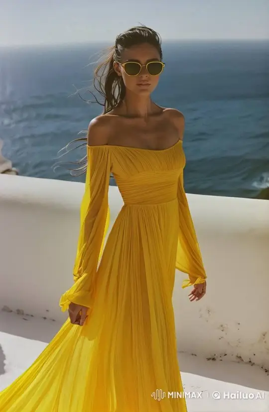 Woman in Yellow Dress by the Ocean – AI Generated Video | Hailuo AI