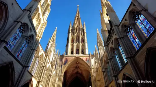 Aerial and Interior Views of a Majestic Catholic Church – AI Generated Video | Hailuo AI