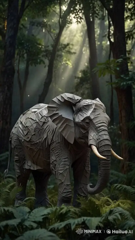 Paper Elephant in Lush Forest: A Live2D Animated Wonder – AI Generated Video | Hailuo AI