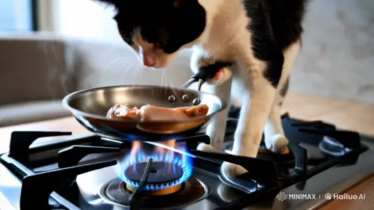 Cat Chef: Focused Feline Cooks with Style – AI Generated Video | Hailuo AI