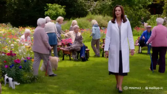 Speech Therapist in Serene Garden with Elders and Pets – AI Generated Video | Hailuo AI