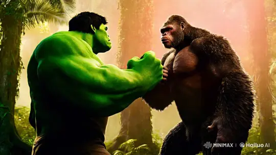 Hulk and King Kong Face Off in Lush Jungle – AI Generated Video | Hailuo AI