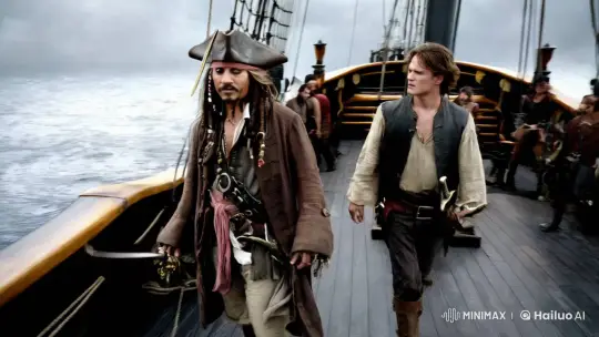 Johnny Depp and Orlando Bloom's Intense Dialogue Aboard the Black Pearl – AI Generated Video | Hailuo AI