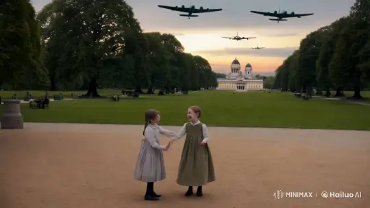 Innocence Meets Historical Tension in Aesthetic Park Scene – AI Generated Video | Hailuo AI