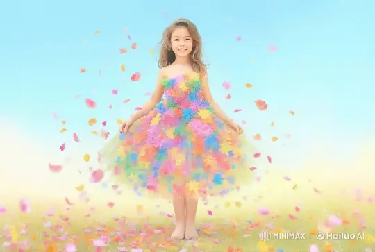 Ballet Dancer in Flower Field with Floating Petals – AI Generated Video | Hailuo AI