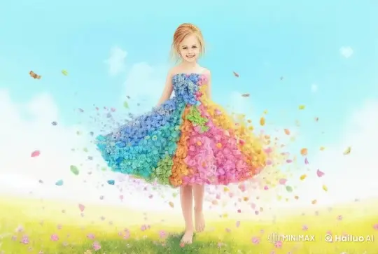 Floral Ballet: Dancing Girl in a Colorful Meadow – AI Generated Video | Hailuo AI
