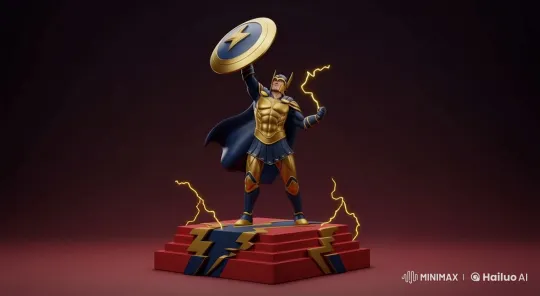Heroic Figure in Golden Armor with Lightning Shield – AI Generated Video | Hailuo AI