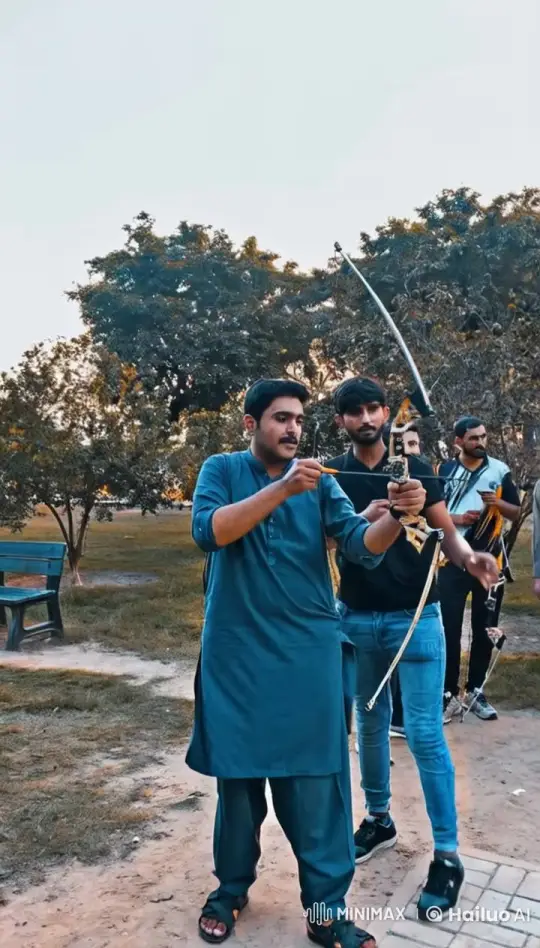 Rivalry and Reconciliation: A Bow and Arrow Confrontation in the Park – AI Generated Video | Hailuo AI
