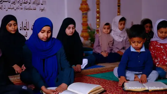 Serene Quran Learning Scene with Devoted Muslim Women and Children – AI Generated Video | Hailuo AI