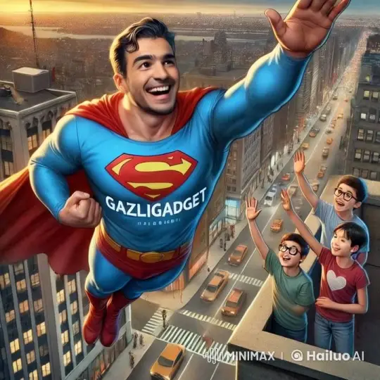 Superhero Gazligadget Soars Over Sunset City – AI Generated Video | Hailuo AI