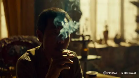 Intimate Study: Contemplative Man Amidst Smoky Light – AI Generated Video | Hailuo AI