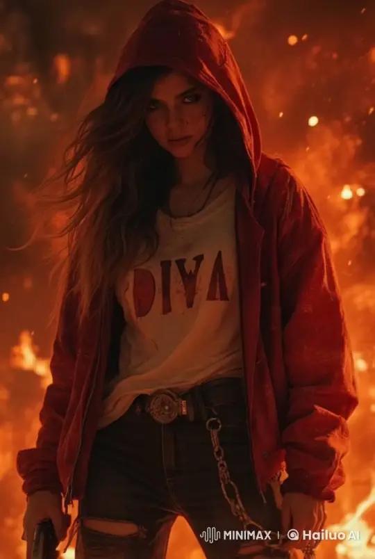 Determined Diva Stands Firm in Fiery Live2D Animation – AI Generated Video | Hailuo AI