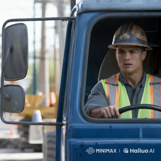 Cristiano Ronaldo Drives Through Construction Site – AI Generated Video | Hailuo AI