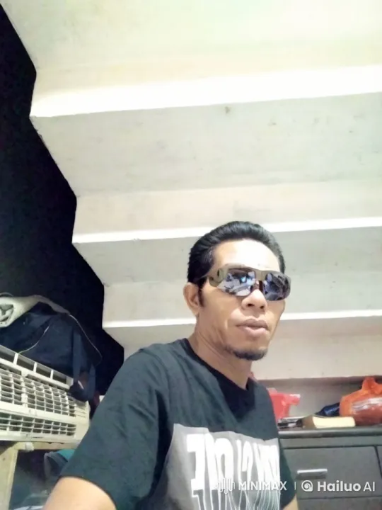 Man in Sunglasses Relaxing in Cluttered Room – AI Generated Video | Hailuo AI