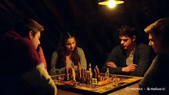 Teenagers Engage in Mysterious Board Game in Attic – AI Generated Video | Hailuo AI