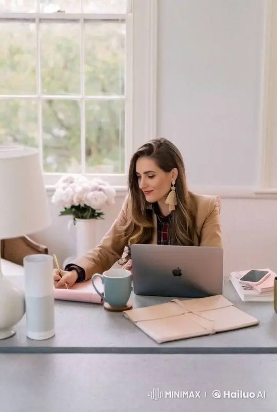 Woman Working at Desk, Counting Money – AI Generated Video | Hailuo AI