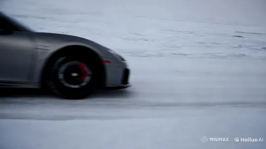 High-Performance Sports Car Backflip on Icy Hill – AI Generated Video | Hailuo AI