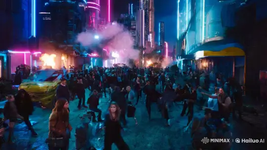 Cyberpunk Cityscape: Drone Captures Urban Chaos – AI Generated Video | Hailuo AI