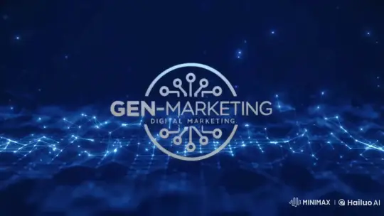 GEN-MARKETING Logo Emerges in Digital Network Background – AI Generated Video | Hailuo AI