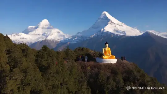 Buddha Meditation Over Mount Everest – AI Generated Video | Hailuo AI