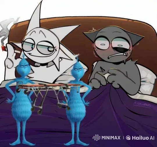 Distressed Characters and Blue Creatures Prepare to Take Away One – AI Generated Video | Hailuo AI