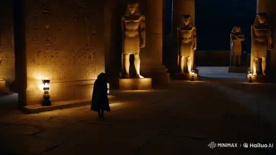 Mystical Moonlit Courtyard in Ancient Egypt – AI Generated Video | Hailuo AI