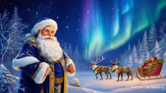 Magical Winter Wonderland with Santa and Reindeer – AI Generated Video | Hailuo AI