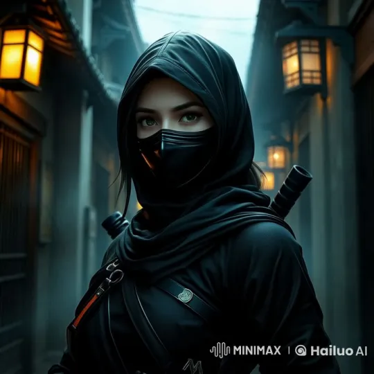 Ninja Woman in Dim Alleyway – AI Generated Video | Hailuo AI