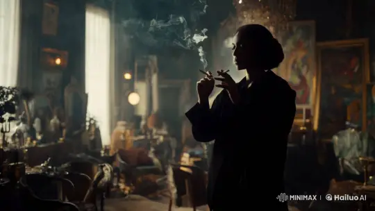 Contemplative Figure in Artful, Smoky Room – AI Generated Video | Hailuo AI