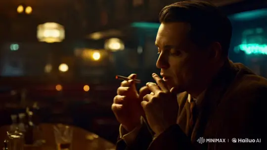 Contemplative Man Smokes in Vintage Bar Mood – AI Generated Video | Hailuo AI