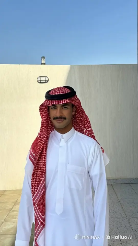 Saudi Man Reflects in Serene Outdoor Scene – AI Generated Video | Hailuo AI