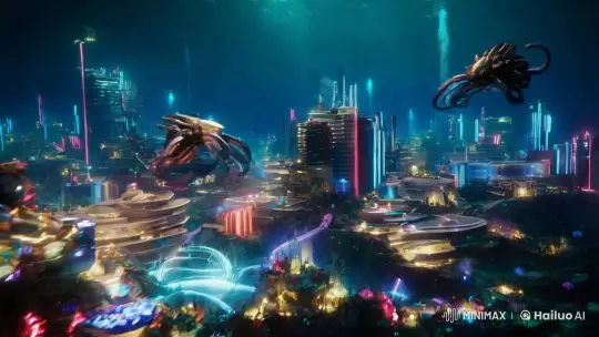 Futuristic Underwater City with Mech Battle – AI Generated Video | Hailuo AI