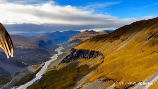 Andean Valley: Falcon's Flight Over Majestic Landscape – AI Generated Video | Hailuo AI