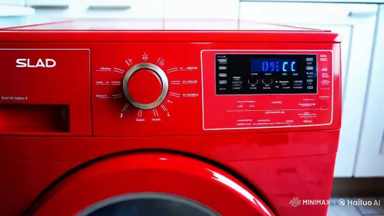 Vibrant Red Washing Machine with Blue Jeans – AI Generated Video | Hailuo AI