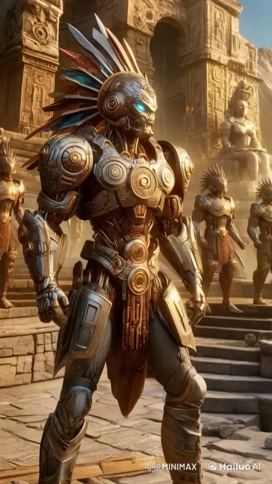 Aztec Alien God Stands Majestic in Ancient Temple – AI Generated Video | Hailuo AI