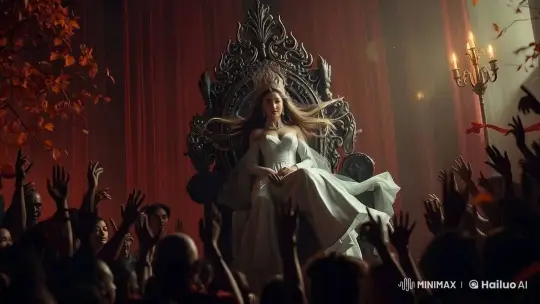 Regal Princess in Ornate Throne Amidst Ancient Sundanese Celebration – AI Generated Video | Hailuo AI