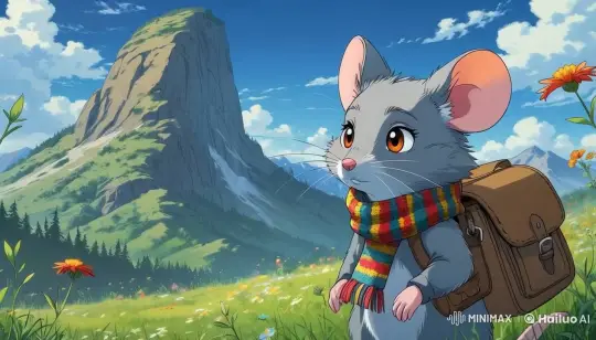 Curious Mouse Embarks on Serene Mountain Journey – AI Generated Video | Hailuo AI