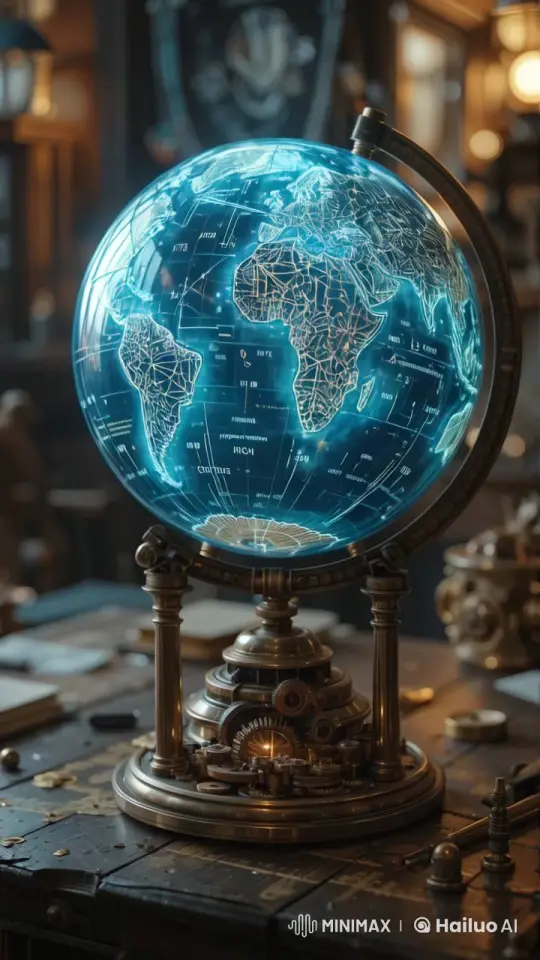 Vintage Study with Magical, Steampunk-Inspired Globe – AI Generated Video | Hailuo AI