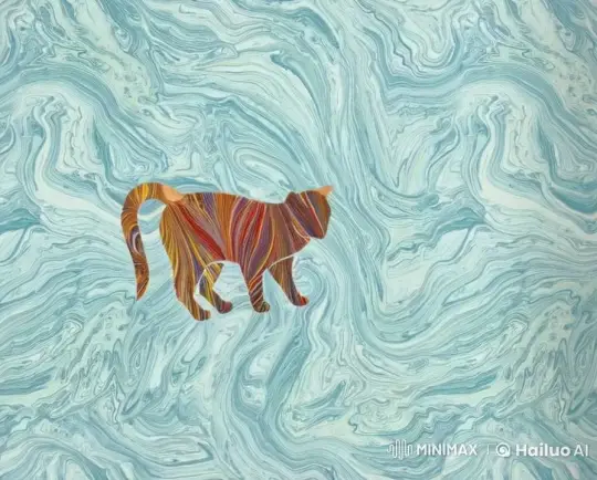 Colorful Cat Silhouette Moves Gracefully Across Marbled Background – AI Generated Video | Hailuo AI