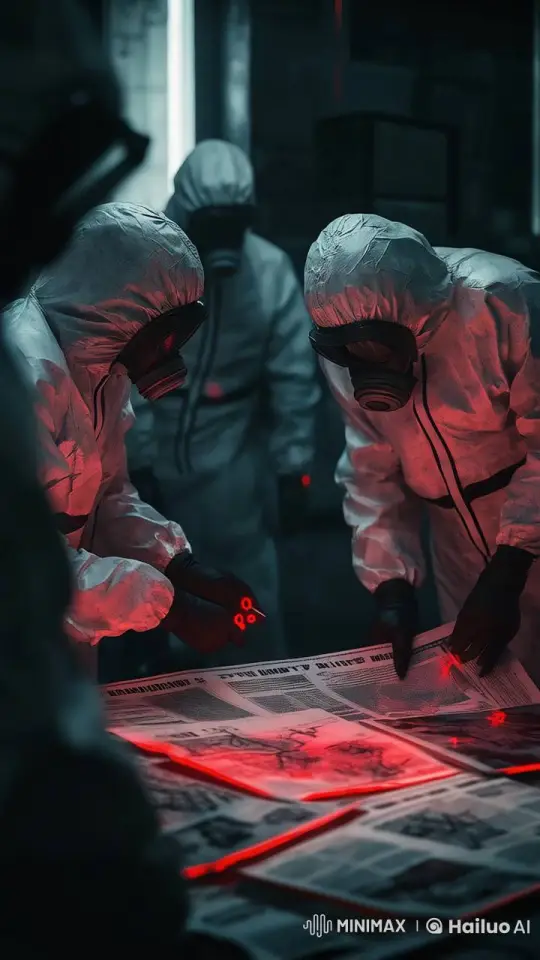 Dystopian Hazmat Figures Discuss Mysterious Fog Conspiracy – AI Generated Video | Hailuo AI