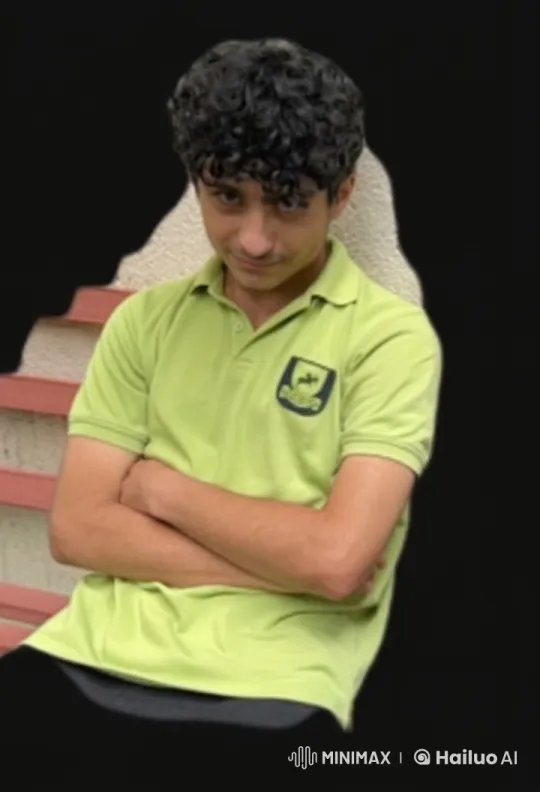 Curly-haired Person Smoking on Red Steps – AI Generated Video | Hailuo AI