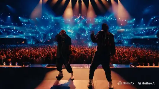 Kanye West and Travis Scott's Dynamic Performance and Explosive Finale – AI Generated Video | Hailuo AI