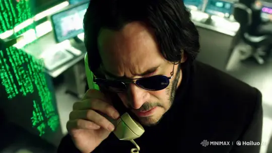 Keanu Reeves Reflects Tension in Futuristic Scene – AI Generated Video | Hailuo AI